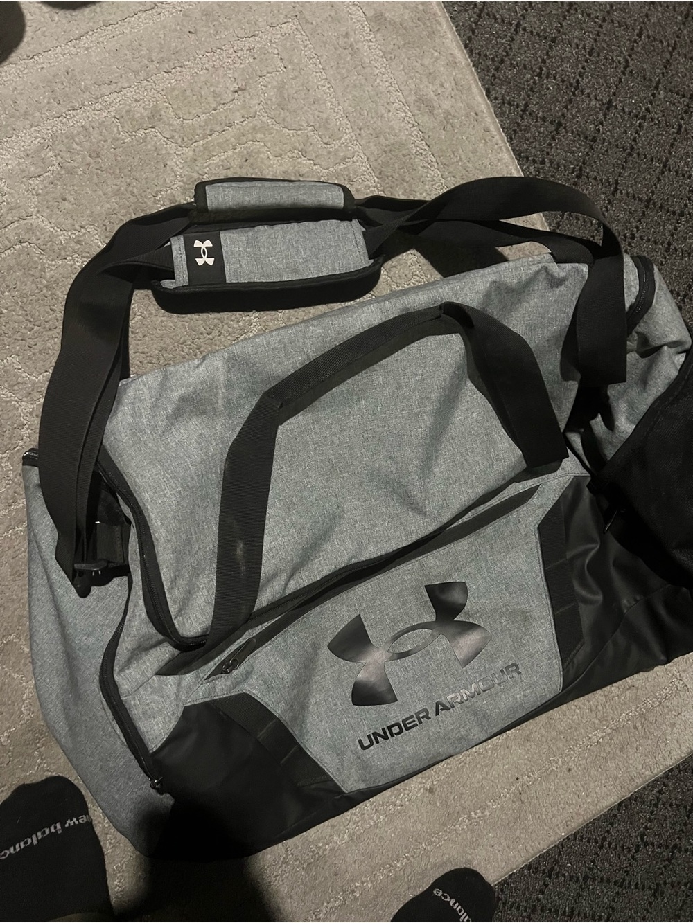 Under Armour Gray and Black Duffel Bag